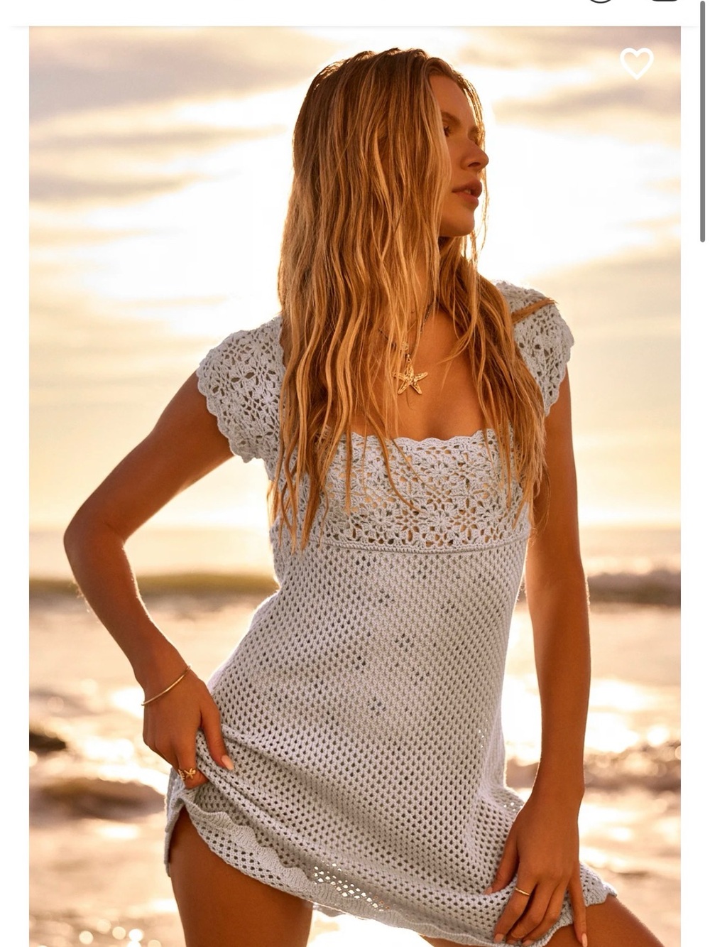 Altar'd State LIKE NEW Tidal Shore Cover-Up Dress Crochet Large Light Blue Grey - Picture 5 of 10